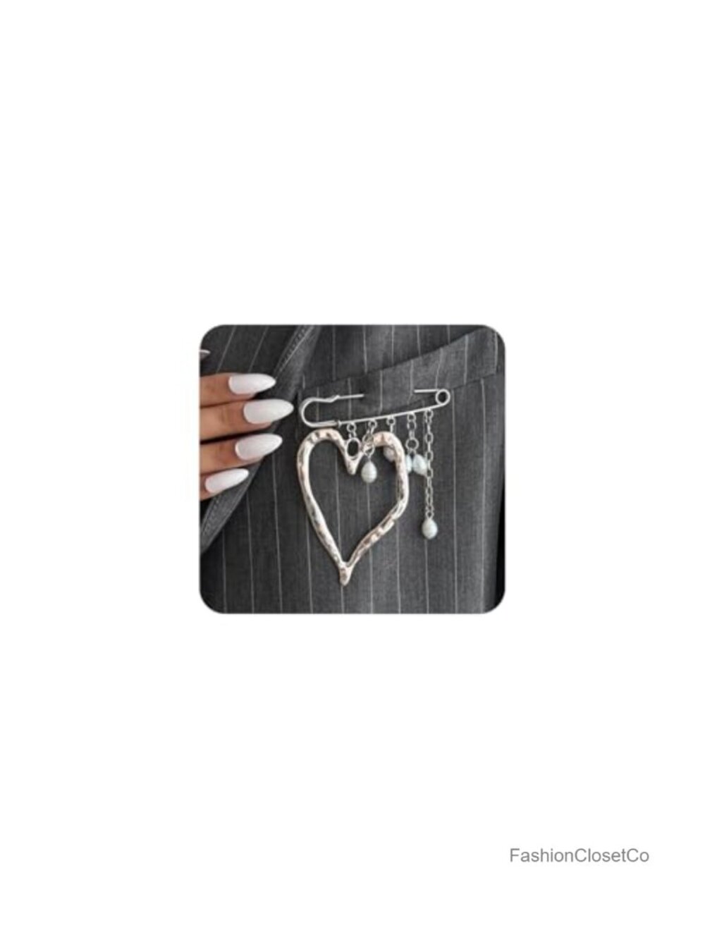 Chunky Large Heart Brooch Geometric Lapel Pin Vintage Trendy